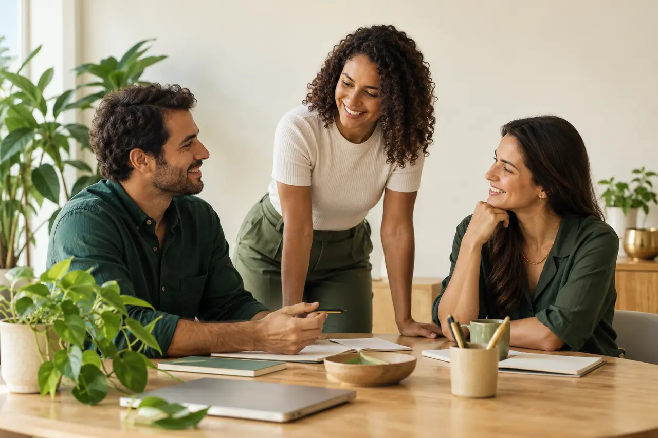 Equipe de pequena empresa reunida — imagem ilustrativa