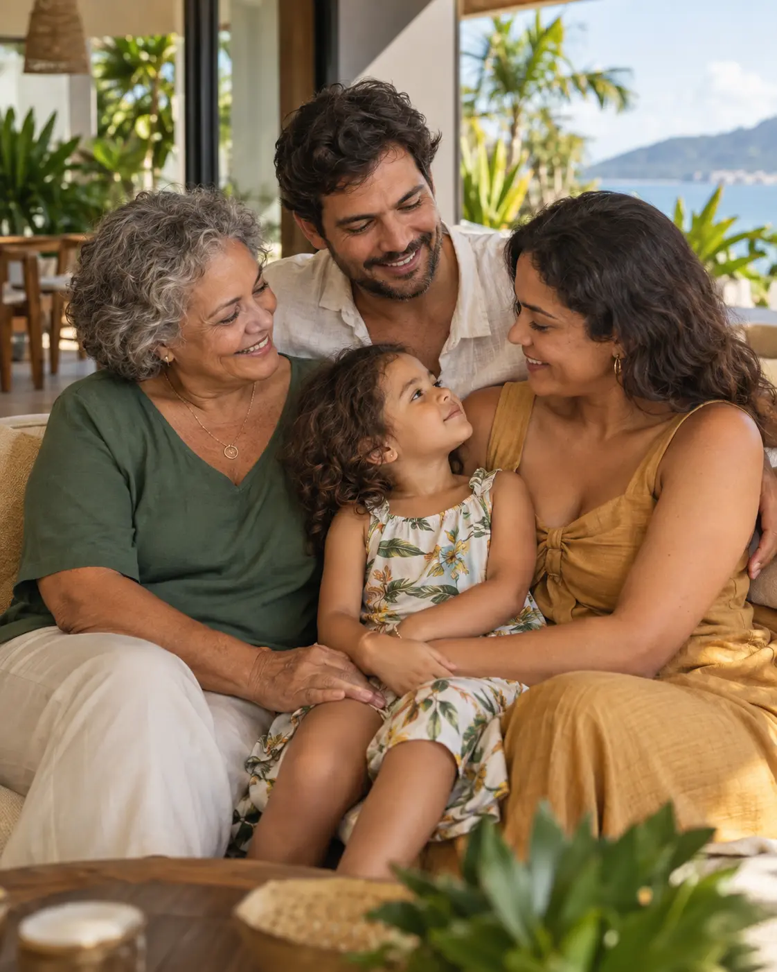 Família multigeracional reunida em casa — imagem ilustrativa