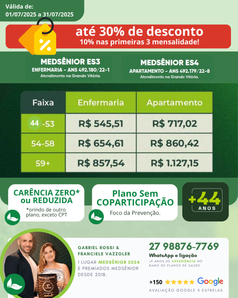 Tabela MedSênior Julho 2024