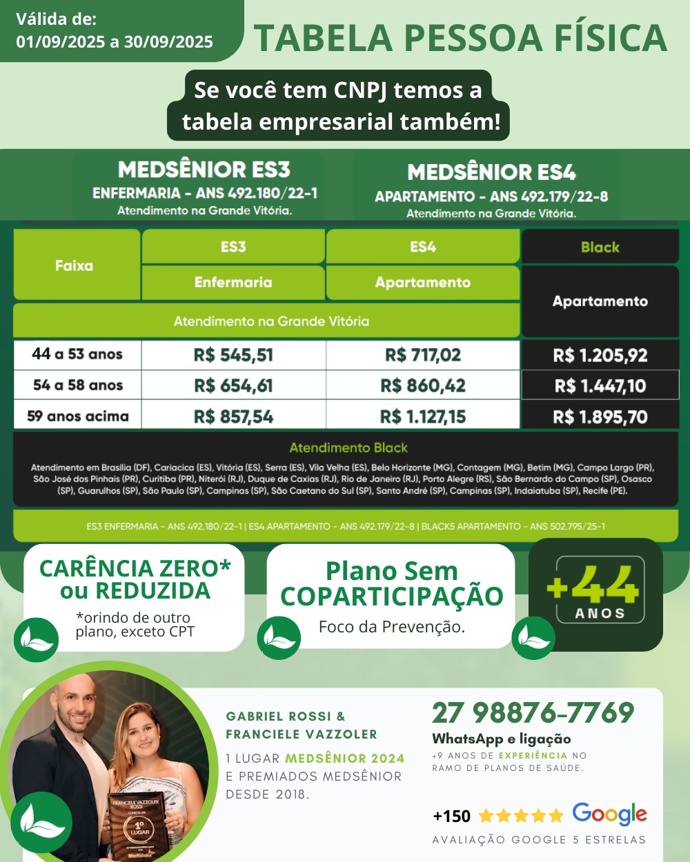 Tabela MedSênior Julho 2024